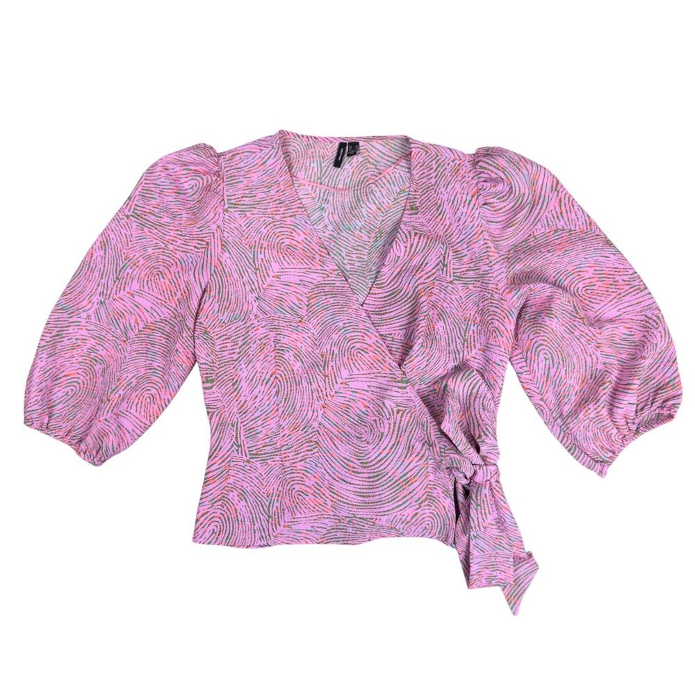 Vero Moda Pink Wrap Blouse 3/4 Sleeve - Medium